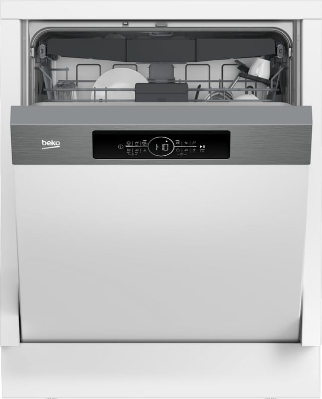 BEKO teilintegrierbarer Geschirrspüler BDSN16R46W, 9,5 l, 15 Maßgedecke, Quick&Shine – schnelle Reinigung mit optimaler Trocknung