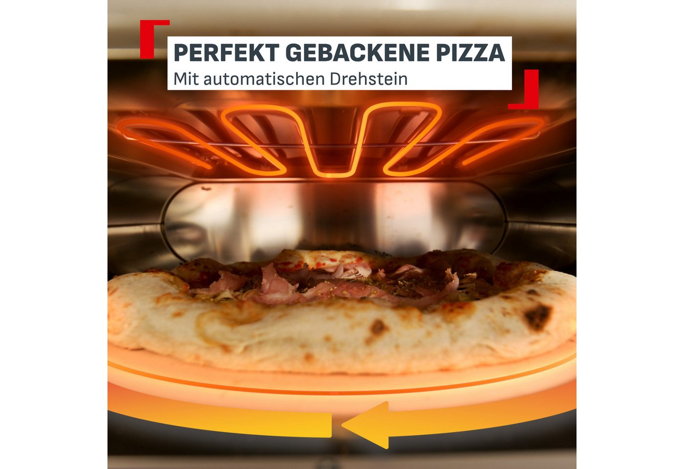 Tefal Pizzaofen Pizza Pronto, 4 Temperaturstufen (250–400°C), automatischer Drehstein, Pizzaschieber Bild 5