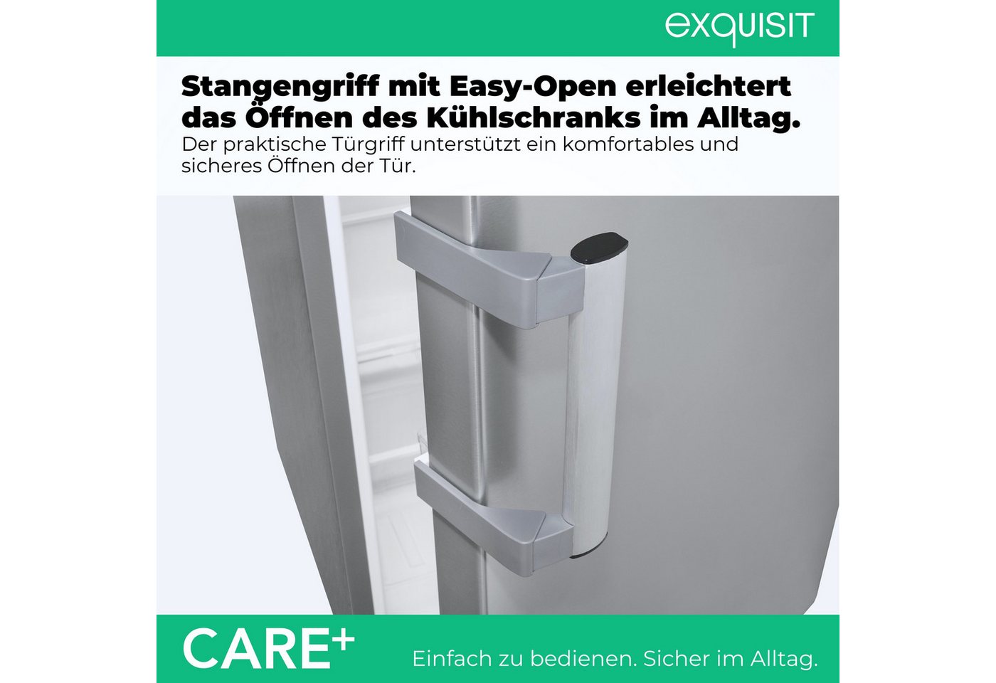 exquisit Kühlschrank KS16-4-HEA-090E Care inoxlook, 86,5 cm hoch, 54,5 cm breit, Kompakter Kühlschrank mit 4*-Gefrierfach, 106 l Kühlvolumen
