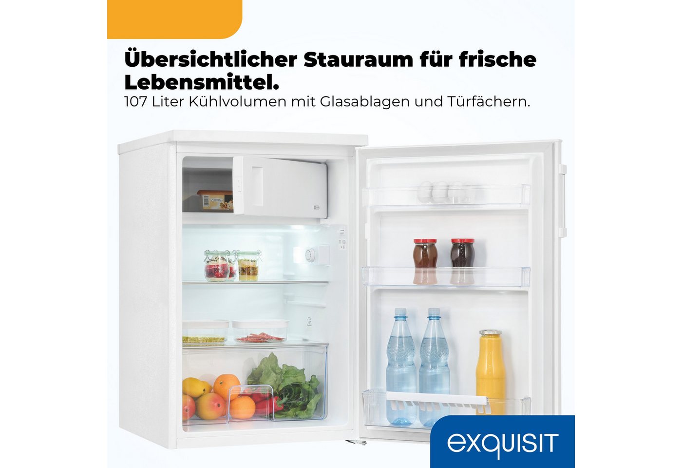 exquisit Kühlschrank KS16-4-H-010C weiss KS16-4-H-010C weiss, 85 cm hoch, 56 cm breit, Kompakt, flexibel & effizient – mit LED und cleverer Aufteilung Bild 2