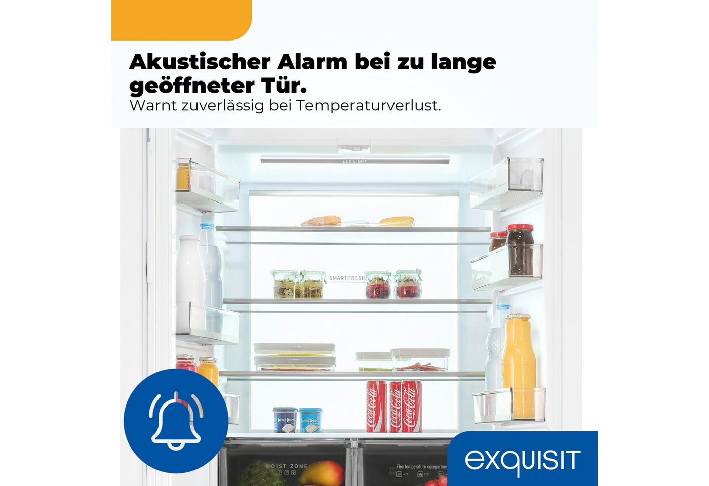 exquisit Multi Door EMD470-170-200E inoxlook-weiss, 193 cm hoch, 84 cm breit, Nie mehr abtauen – No-Frost & Umluft für perfekte Kühlung Bild 2