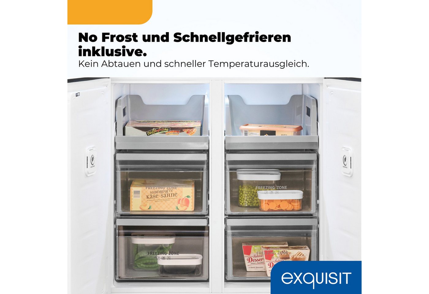 exquisit Multi Door EMD470-170-200E inoxlook-weiss, 193 cm hoch, 84 cm breit, Nie mehr abtauen – No-Frost & Umluft für perfekte Kühlung Bild 4