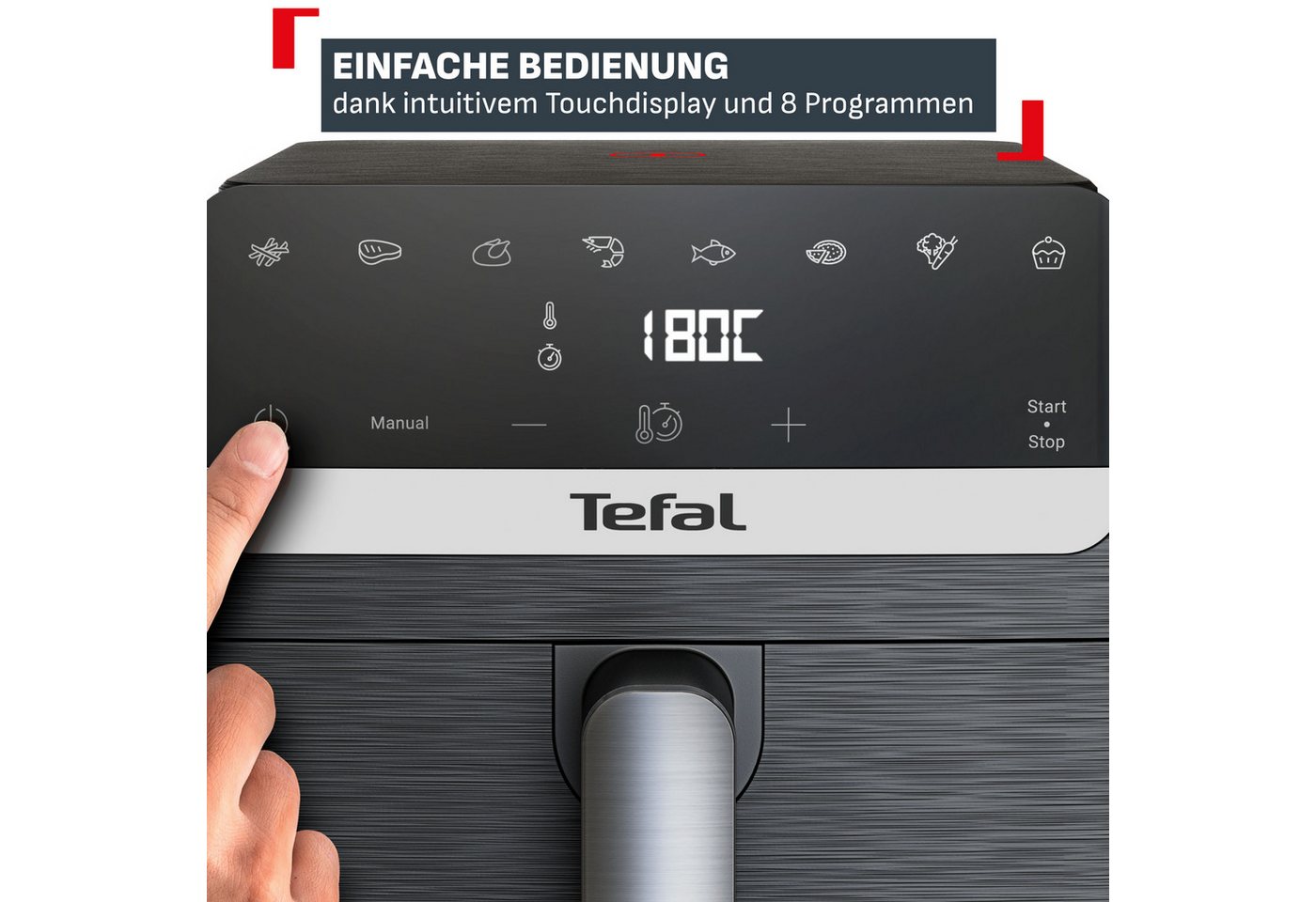 Tefal Heißluftfritteuse Easy Fry Mega Compact, platzsparendes Design, XL-Fassungsvermögen, intuitiver Touchscreen, spülmaschinengeeigneter Korb, EY8618 Bild 4