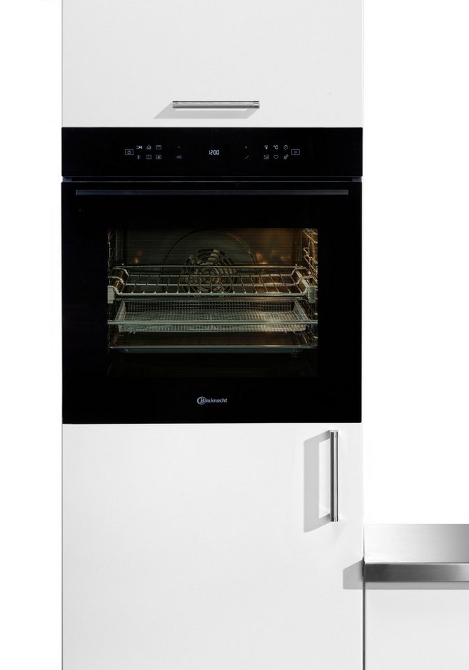 BAUKNECHT Pyrolyse Backofen BBI7 310C PIZZA, mit 1-fach-Teleskopauszug, Pyrolyse-Selbstreinigung, Restaurant-Pizza daheim: 310°C Pizza-Funktion inkl. Pizzastein