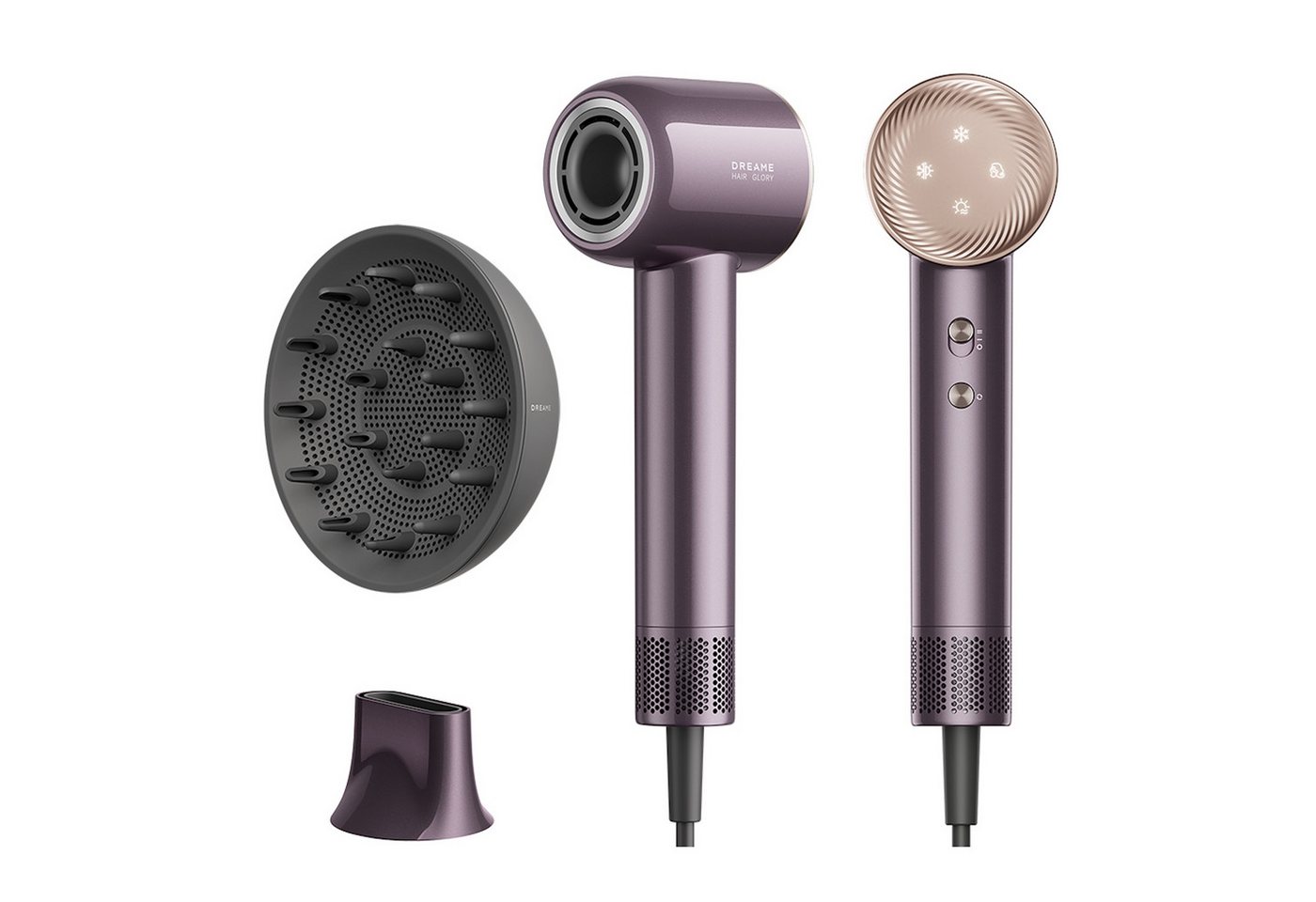 Dreame Haartrockner Glory Combo Purple, 1600 W, Hitzeschutz, Diffusor, Ionen Bild 4