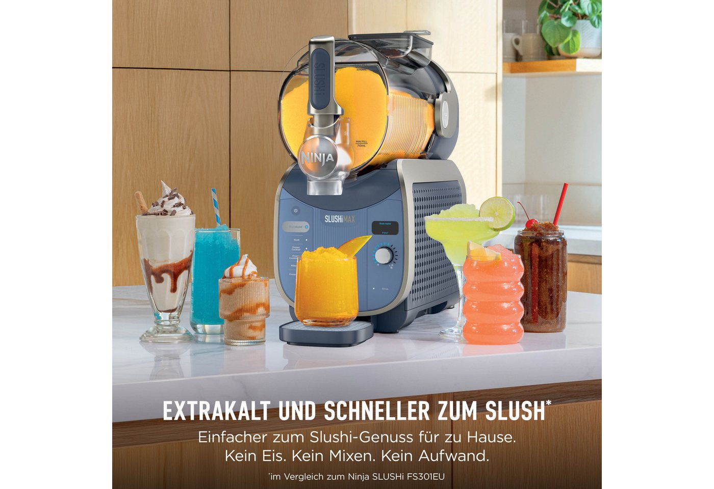 NINJA Slush-Eismaschine SLUSHi MAX – Cyberspace FS605EUBL, 3,31 l, 440 W, für gefrorene Getränke, SlushAssist-Technologie