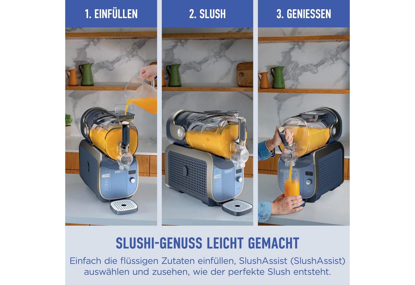 NINJA Slush-Eismaschine SLUSHi MAX – Cyberspace FS605EUBL, 3,31 l, 440 W, für gefrorene Getränke, SlushAssist-Technologie Bild 2