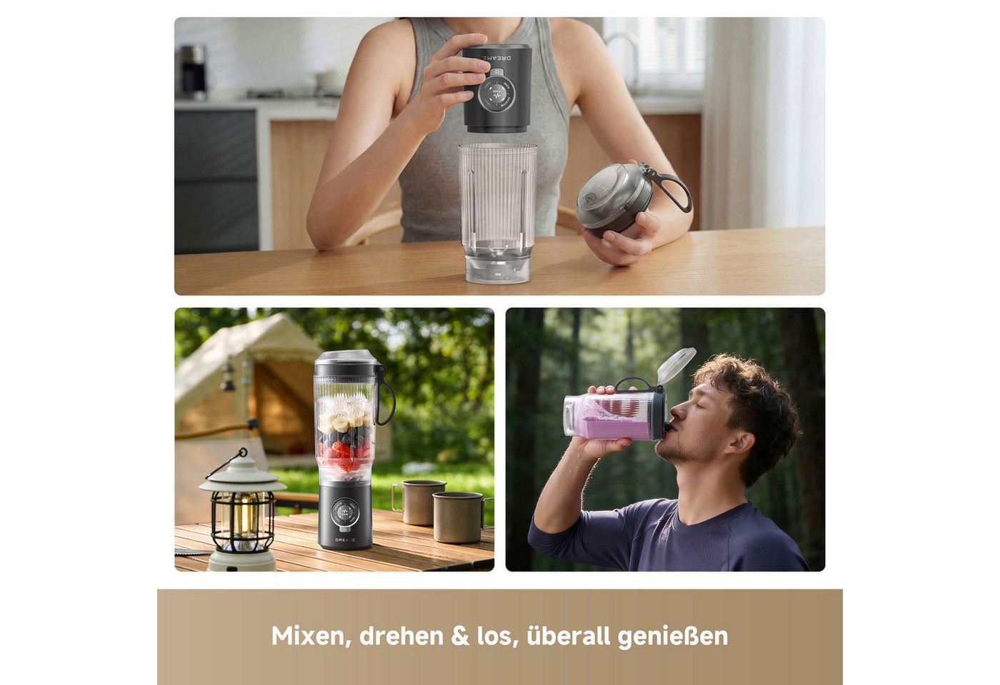 Dreame Akku-Smoothie-Maker PortFresh Portable Blender, 120 W, USB-C, Akku, kompakt, mobil Bild 2