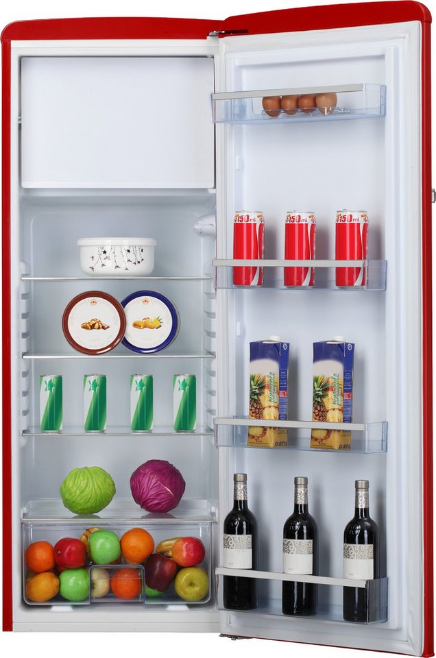 Amica Kühlschrank Retro KSR 364 150 R, 144 cm hoch, 55 cm breit, Modernes Design, großer Stauraum - einfach stark im Alltag
