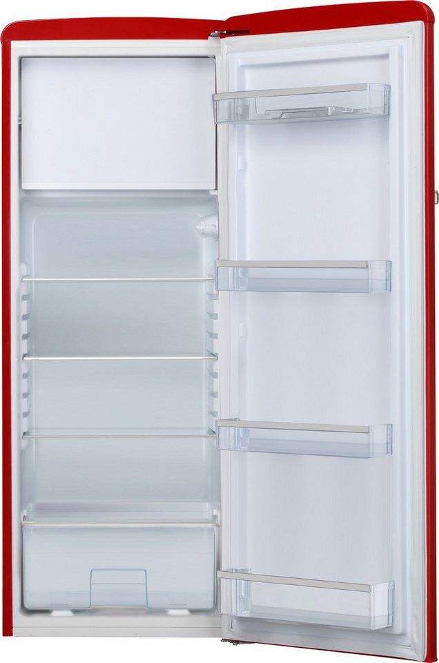 Amica Kühlschrank Retro KSR 364 150 R, 144 cm hoch, 55 cm breit, Modernes Design, großer Stauraum - einfach stark im Alltag Bild 2
