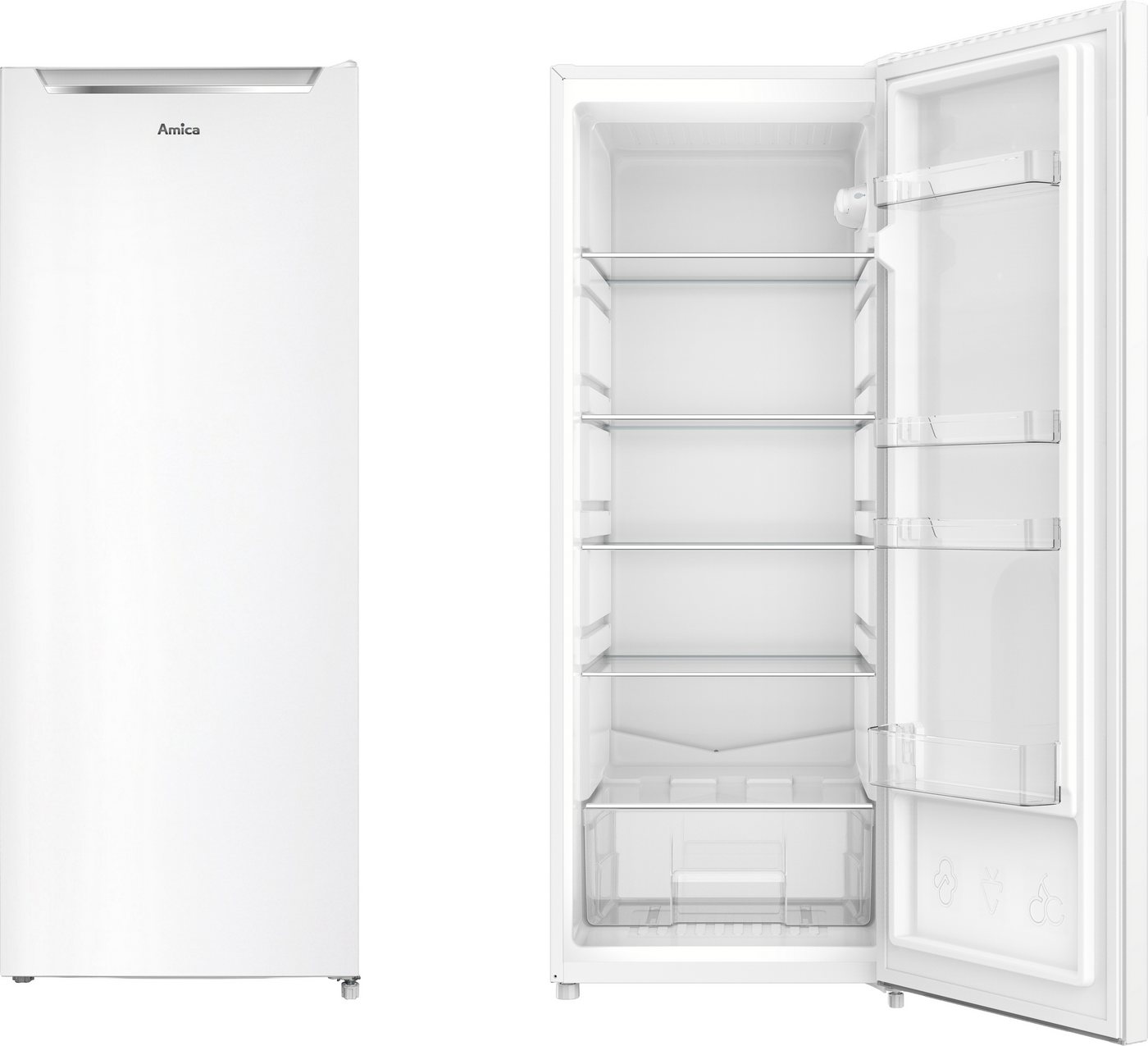 Amica Vollraumkühlschrank VKS 354 135 W, 144 cm hoch, 54 cm breit, Mehr Raum für Frische – leise, hell, flexibel organisiert