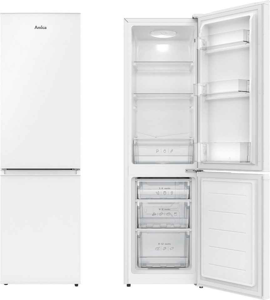 Amica Kühl-/Gefrierkombination KGC 385 105 W, 152 cm hoch, 45 cm breit, Kompakt außen, großzügig innen – perfekt für kleine Küchen