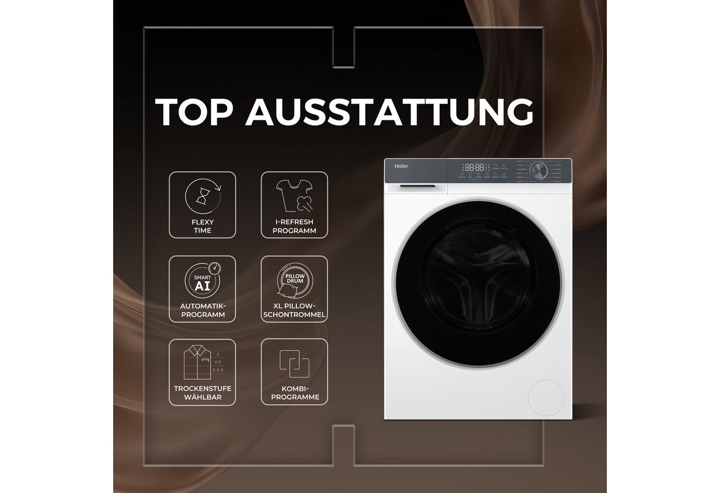 Haier Waschtrockner G3 Serie HWD80-BP14637T, 8 kg, 5 kg, 1400 U/min, Smart AI Automatikprogramm Bild 2