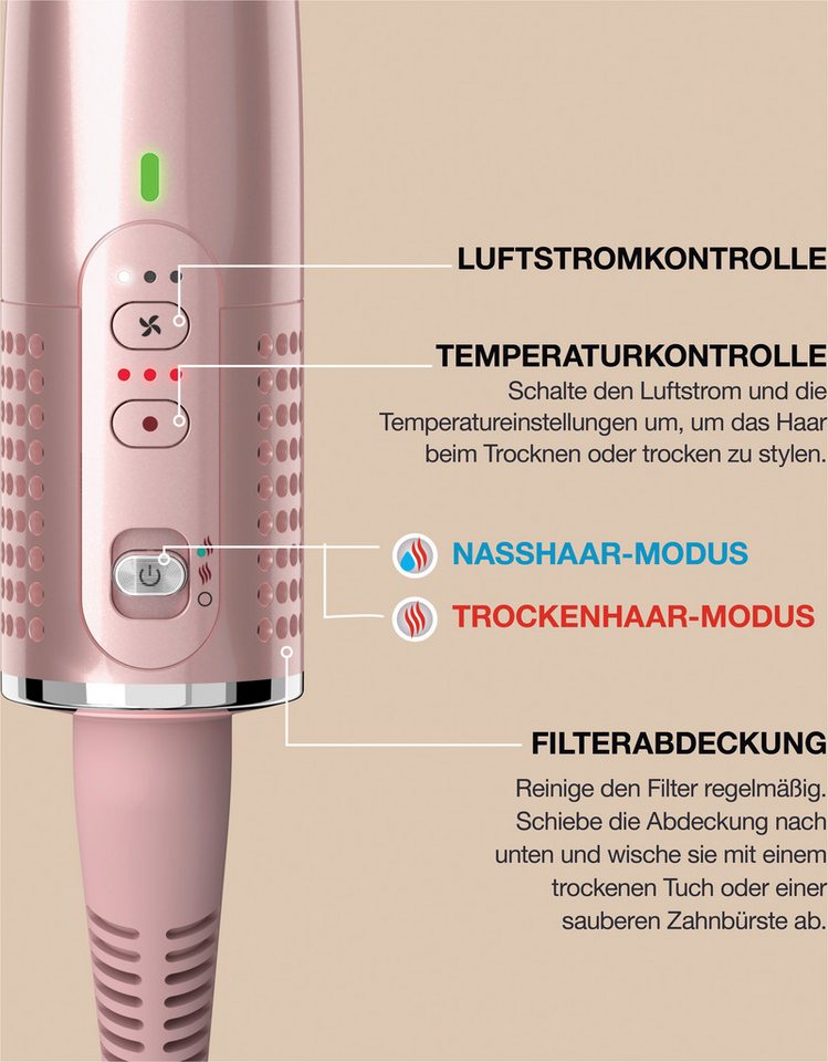 Shark Warmluftbürste Glossi 2-in-1, 24 Stunden Gloss Lock*-Technologie, mit beheiztem Keramikkamm Bild 2