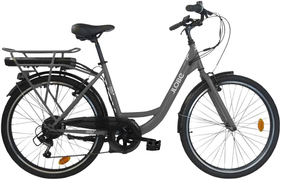 LLobe E-Bike Cityrad City E-Bike 26" Mando anthrazit, 6 Gang Shimano Tourney Schaltwerk, Kettenschaltung, Heckmotor, 280,8 Wh Bild 5