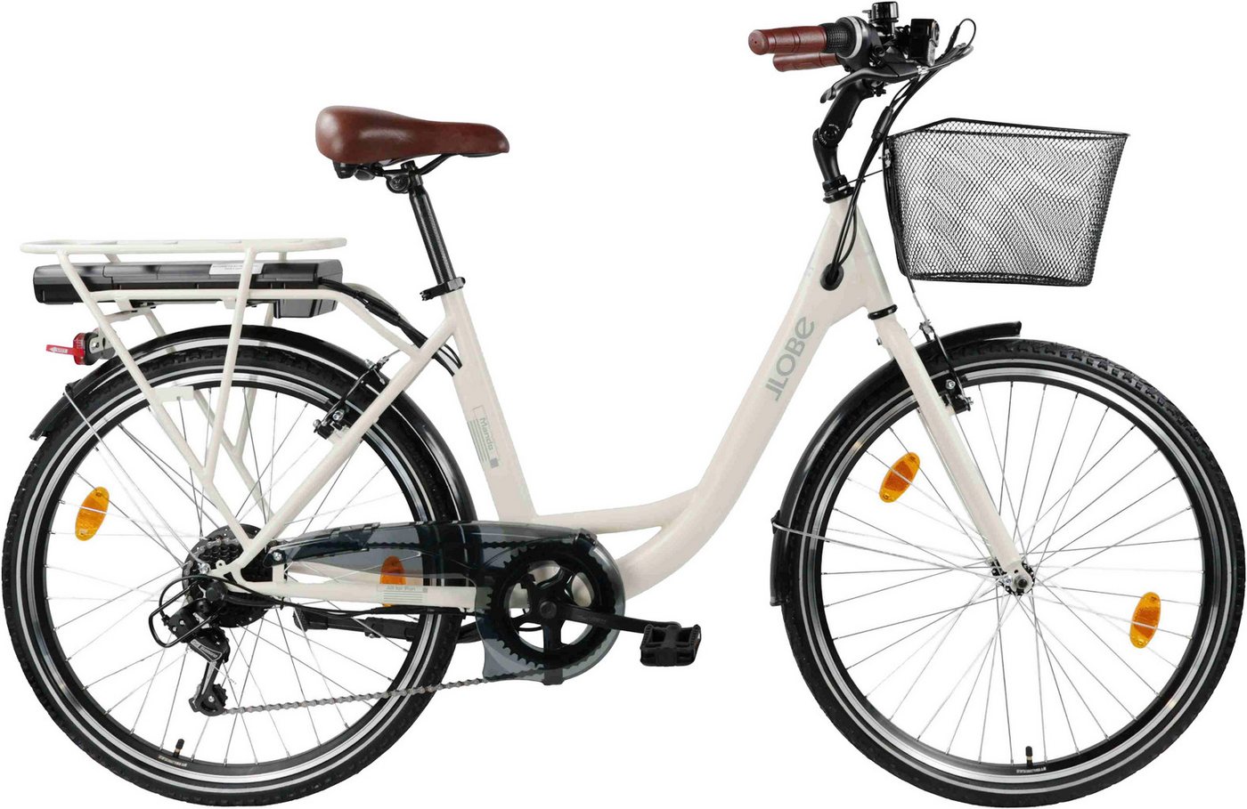 LLobe E-Bike Cityrad City E-Bike 26" Mando beige, 6 Gang Shimano Tourney Schaltwerk, Kettenschaltung, Heckmotor, 280,8 Wh Bild 3