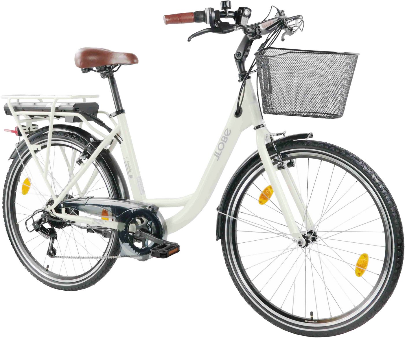LLobe E-Bike Cityrad City E-Bike 26" Mando beige, 6 Gang Shimano Tourney Schaltwerk, Kettenschaltung, Heckmotor, 280,8 Wh Bild 4