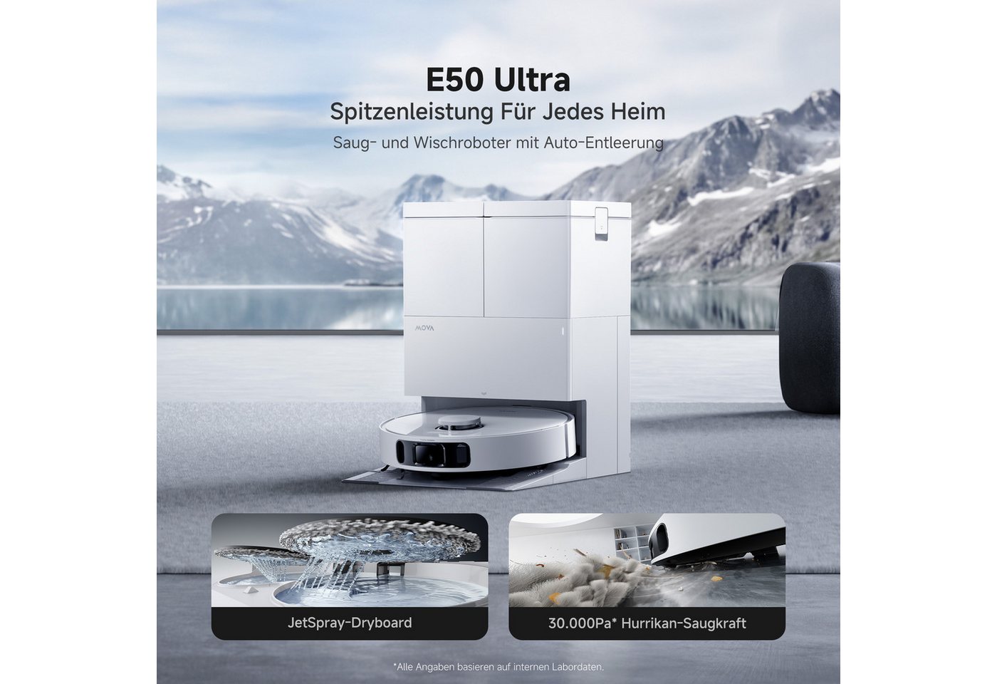 Mova Saugroboter mit Wischfunktion MOVA E50 Ultra, mit Beutel, TurboScrub-Technologie, Auto-Mopptrocknung mit Sprühdüsen Bild 4