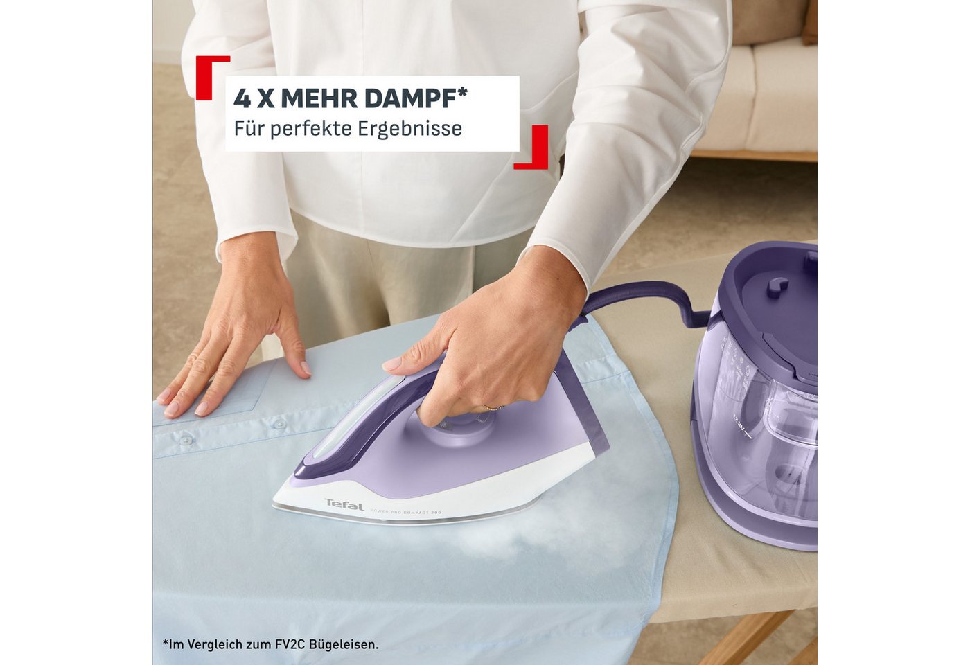 Tefal Dampfbügelstation Power Pro Compact 200, 1700 ml Wassertank, 2400 W, 120 g/min Dampfmenge, 370 g/min Dampfstoß, 1,7 L Wassertank Bild 2