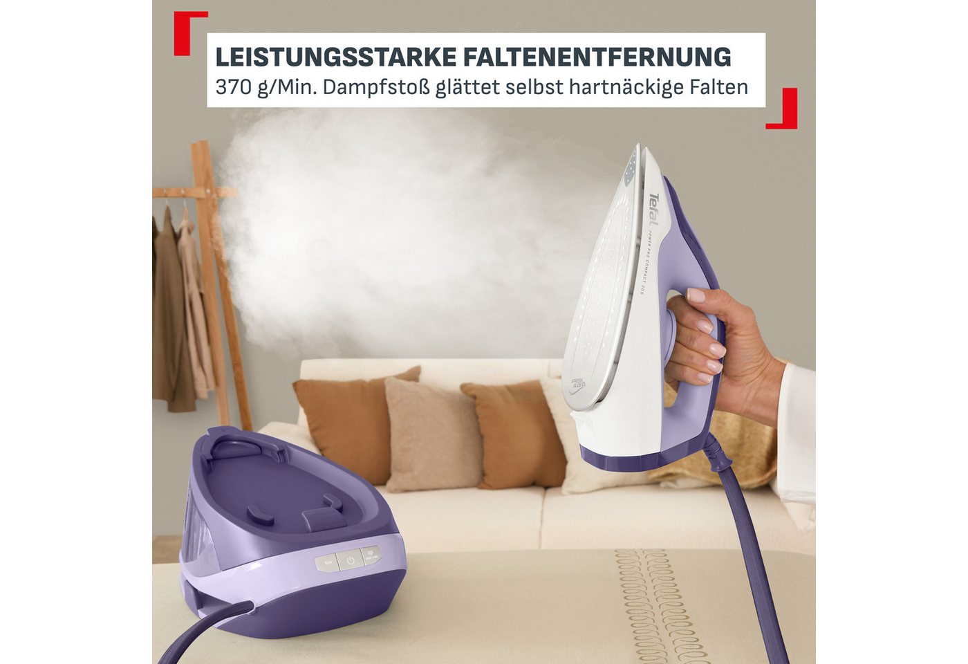 Tefal Dampfbügelstation Power Pro Compact 200, 1700 ml Wassertank, 2400 W, 120 g/min Dampfmenge, 370 g/min Dampfstoß, 1,7 L Wassertank Bild 5