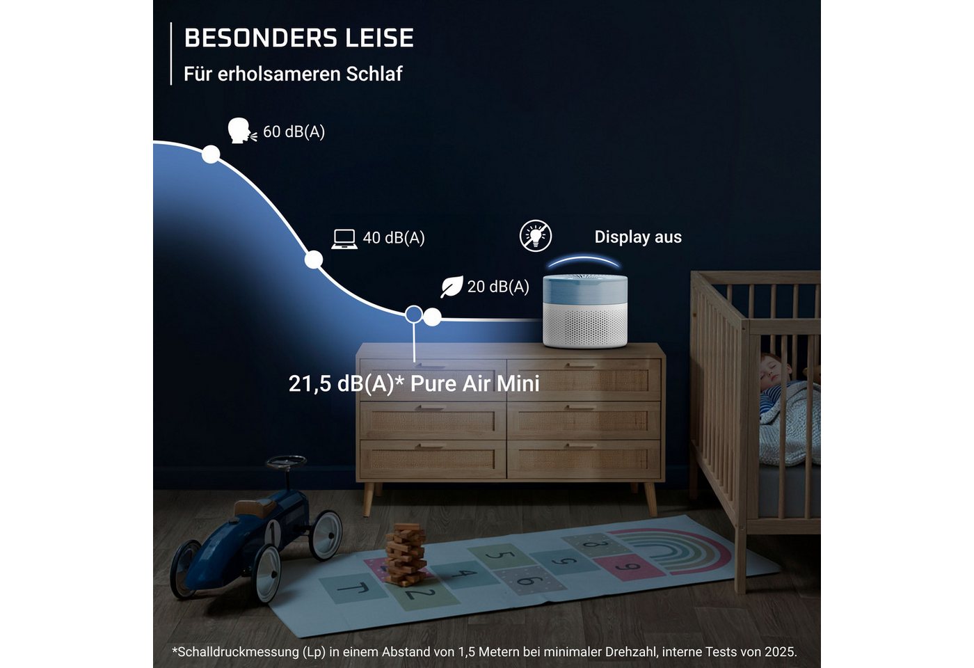 Rowenta Luftreiniger Pure Air Mini, für zu Hause, ultrakompakt, für 22 m² Räume, besonders leise, Nachtmodus, reduziert unangenehme Gerüche