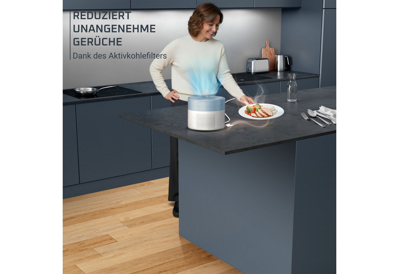 Rowenta Luftreiniger Pure Air Mini, für zu Hause, ultrakompakt, für 22 m² Räume, besonders leise, Nachtmodus, reduziert unangenehme Gerüche Bild 3