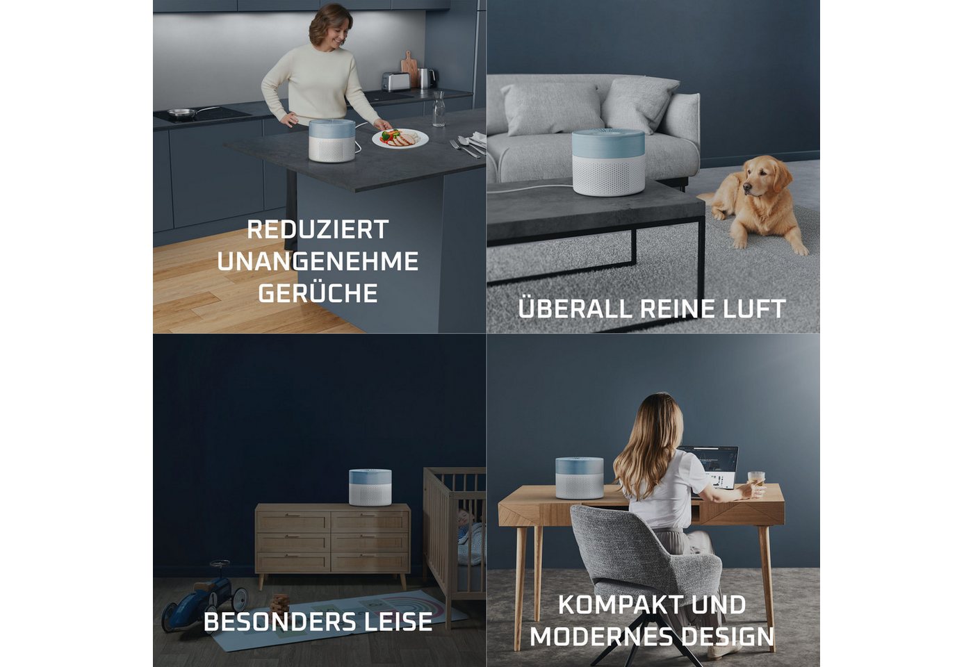 Rowenta Luftreiniger Pure Air Mini, für zu Hause, ultrakompakt, für 22 m² Räume, besonders leise, Nachtmodus, reduziert unangenehme Gerüche Bild 4