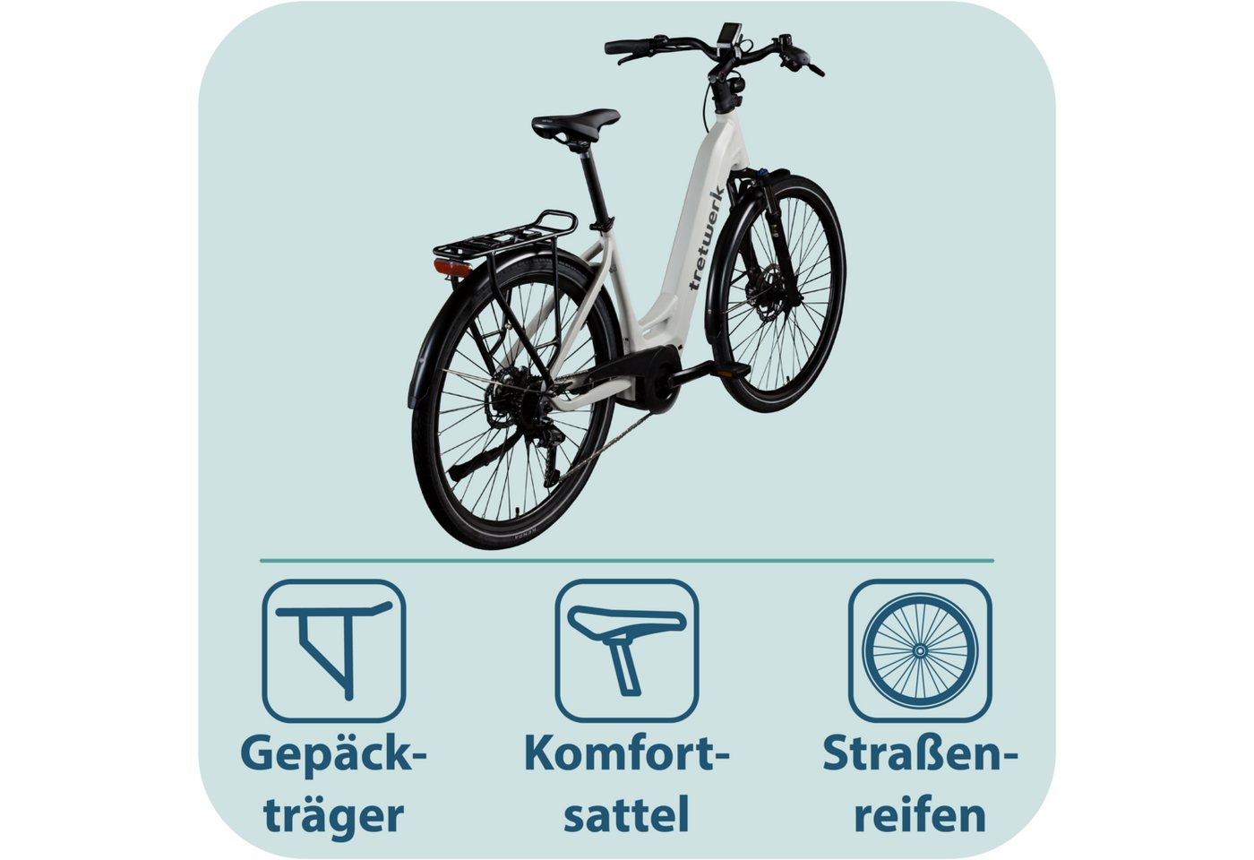 Tretwerk E-Bike Cityrad Amber, 9 Gang Shimano Cues U3020 Schaltwerk, Kettenschaltung, Mittelmotor, 733 Wh, E Bike Damen 28" Elektrofahrrad 155 - 185cm Hollandrad Bild 2