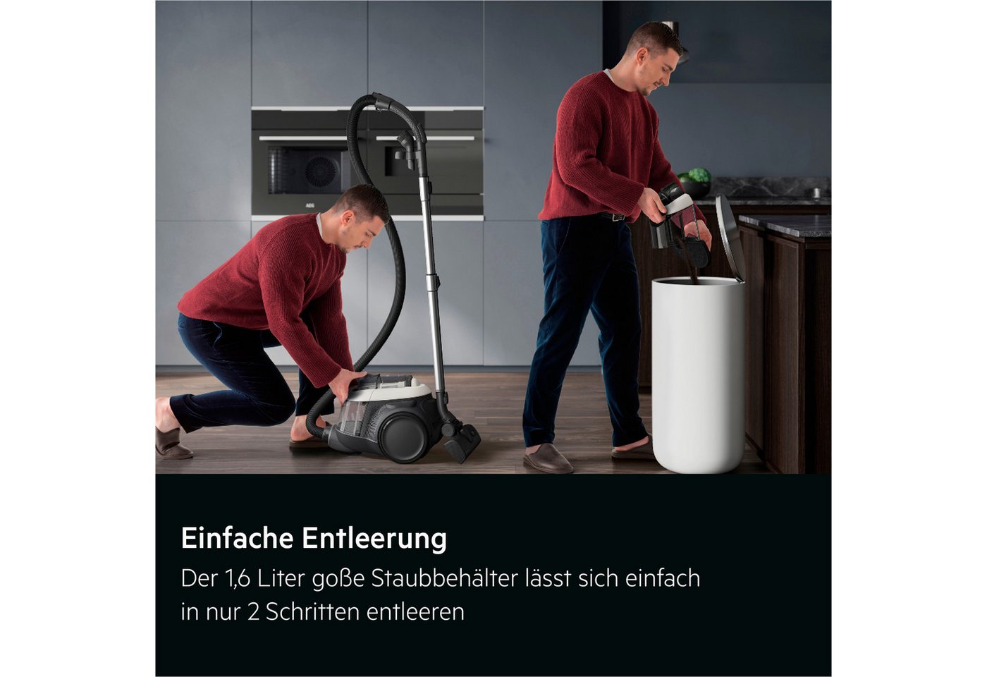 AEG Bodenstaubsauger AL61C2SW, 700 W, beutellos, Kraftvolle Reinigung: AUTO‑Bodendüse für Hartböden, Teppiche & Laminat