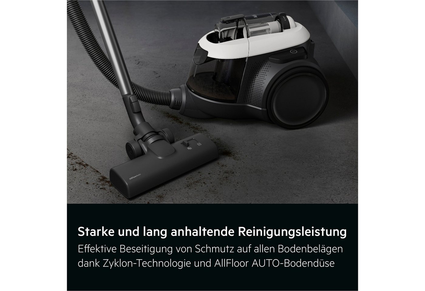 AEG Bodenstaubsauger AL61C2SW, 700 W, beutellos, Kraftvolle Reinigung: AUTO‑Bodendüse für Hartböden, Teppiche & Laminat Bild 2