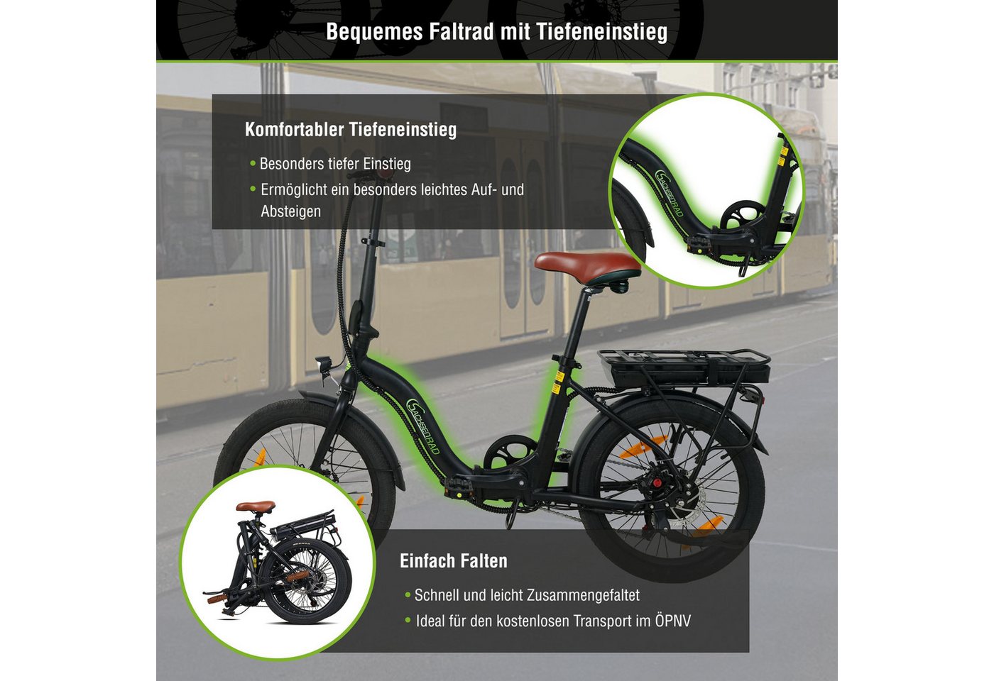 SachsenRAD E-Bike Faltrad Faltrad F2 Farmers mit Korb und Alarmanlage, 7 Gang Shimano, Kettenschaltung, Heckmotor, 468 Wh Bild 2