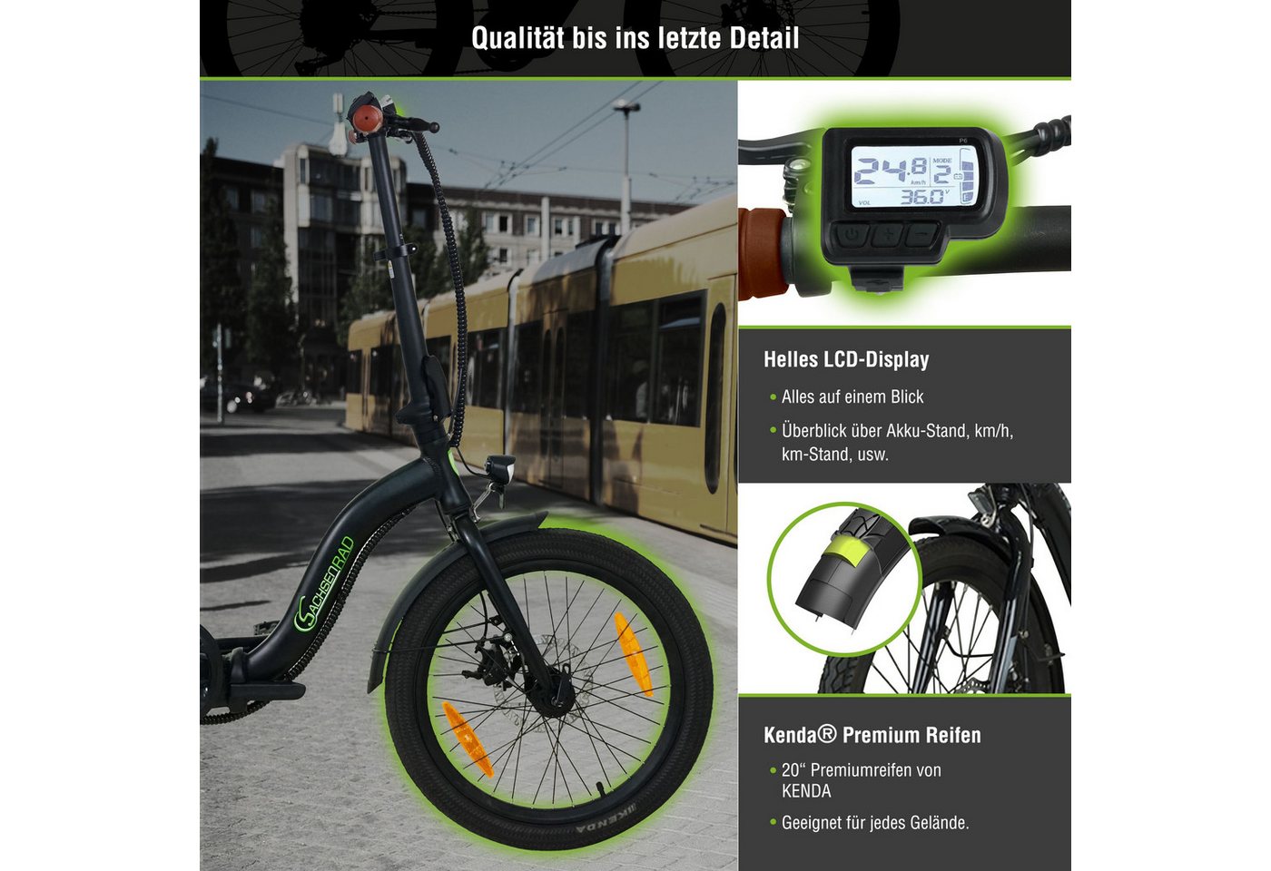 SachsenRAD E-Bike Faltrad Faltrad F2 Farmers mit Korb und Alarmanlage, 7 Gang Shimano, Kettenschaltung, Heckmotor, 468 Wh Bild 4