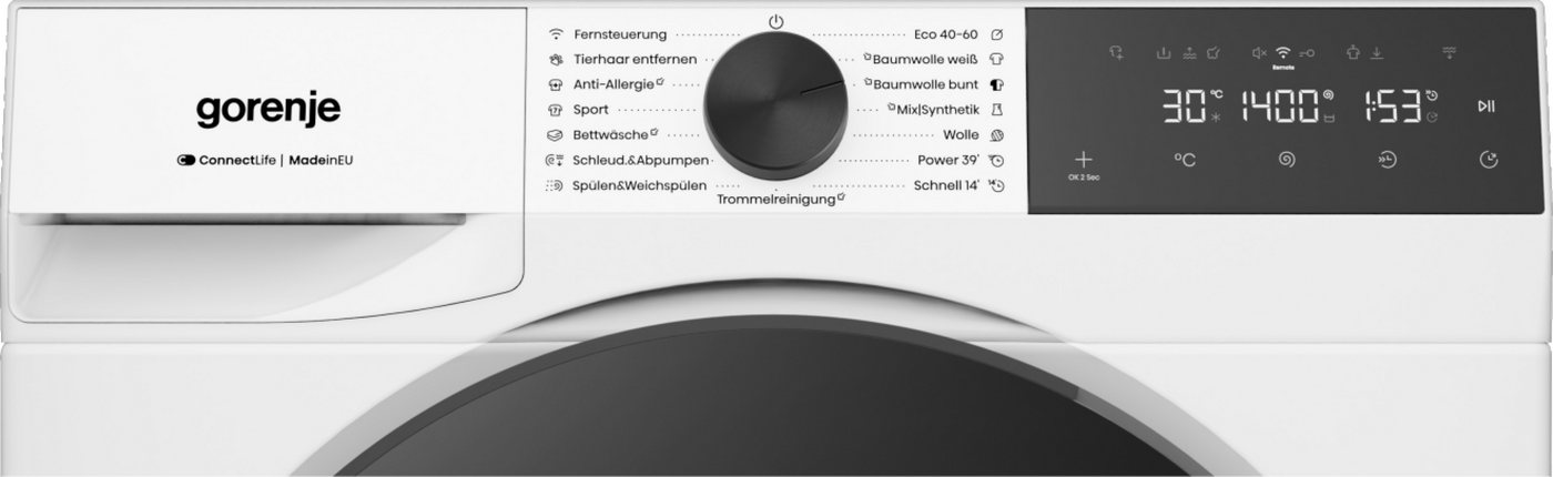 GORENJE Waschmaschine G400 W5G414A4P1, 10 kg, 1400 U/min, 40% besser als Energieklasse A, Trommelreinigungsprogramm Bild 3