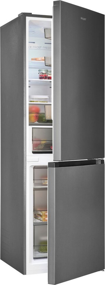 exquisit Kühl-/Gefrierkombination KGC340-115-NF-040C inoxlook-az, 186 cm hoch, 59,5 cm breit, NoFrost Technologie für dauerhaft eisfrei ohne Abtauen Bild 2