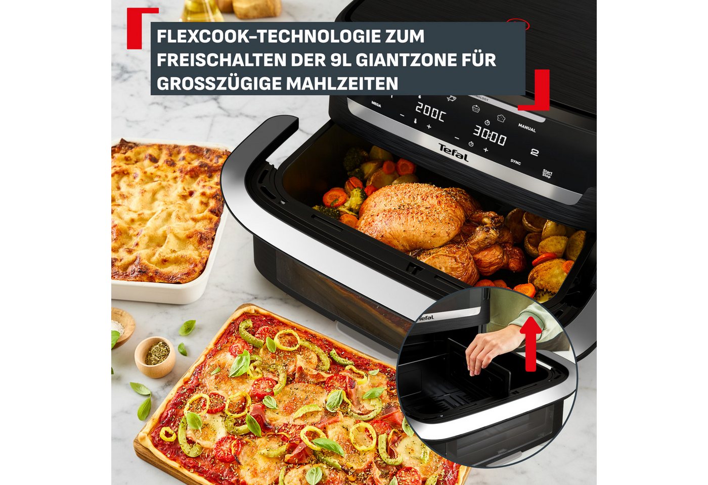 Tefal Heißluftfritteuse Ever Fry Dual Flex, FlexCook Doppelkammer, XXL Fassungsvermögen, 2700 W, bis zu 4x schneller, für bis zu 8 Portionen, EY9288 Bild 3