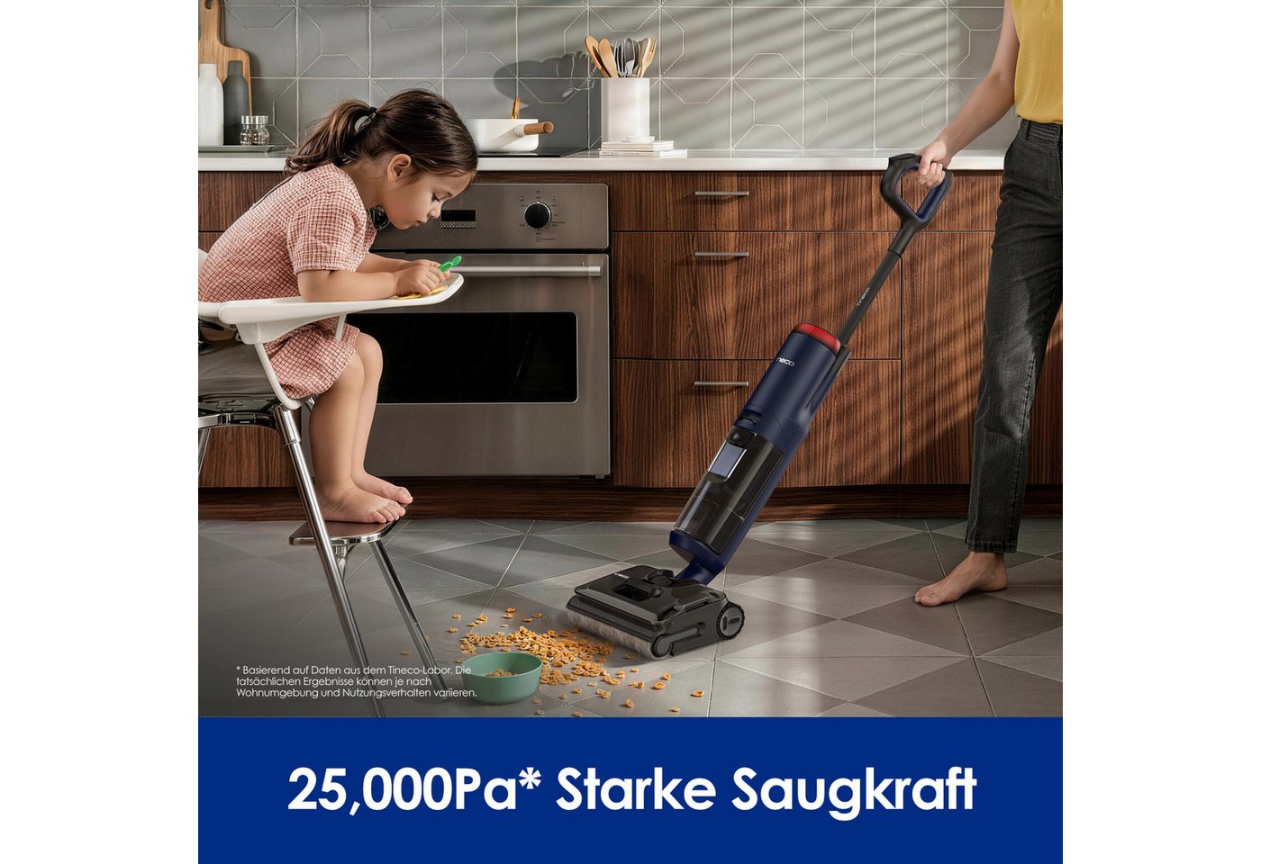 Tineco Nass-Trocken-Sauger FLOOR ONE S7 Max, 25.000pa Saugleistung, 85° Grad Heißluft-Trocknung, beutellos, 65 Min Akku, 180° Grad Neigung, automatischer Antrieb, Anti-Tangle Bild 2