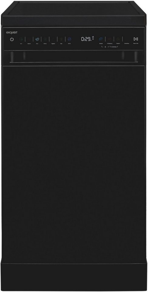 exquisit Standgeschirrspüler 9311 GSP9311-450C schwarz, 9 l, 10 Maßgedecke, 10 Maßgedecke, LED, Besteckschublade, Auto Door Open, AquaStop Bild 3