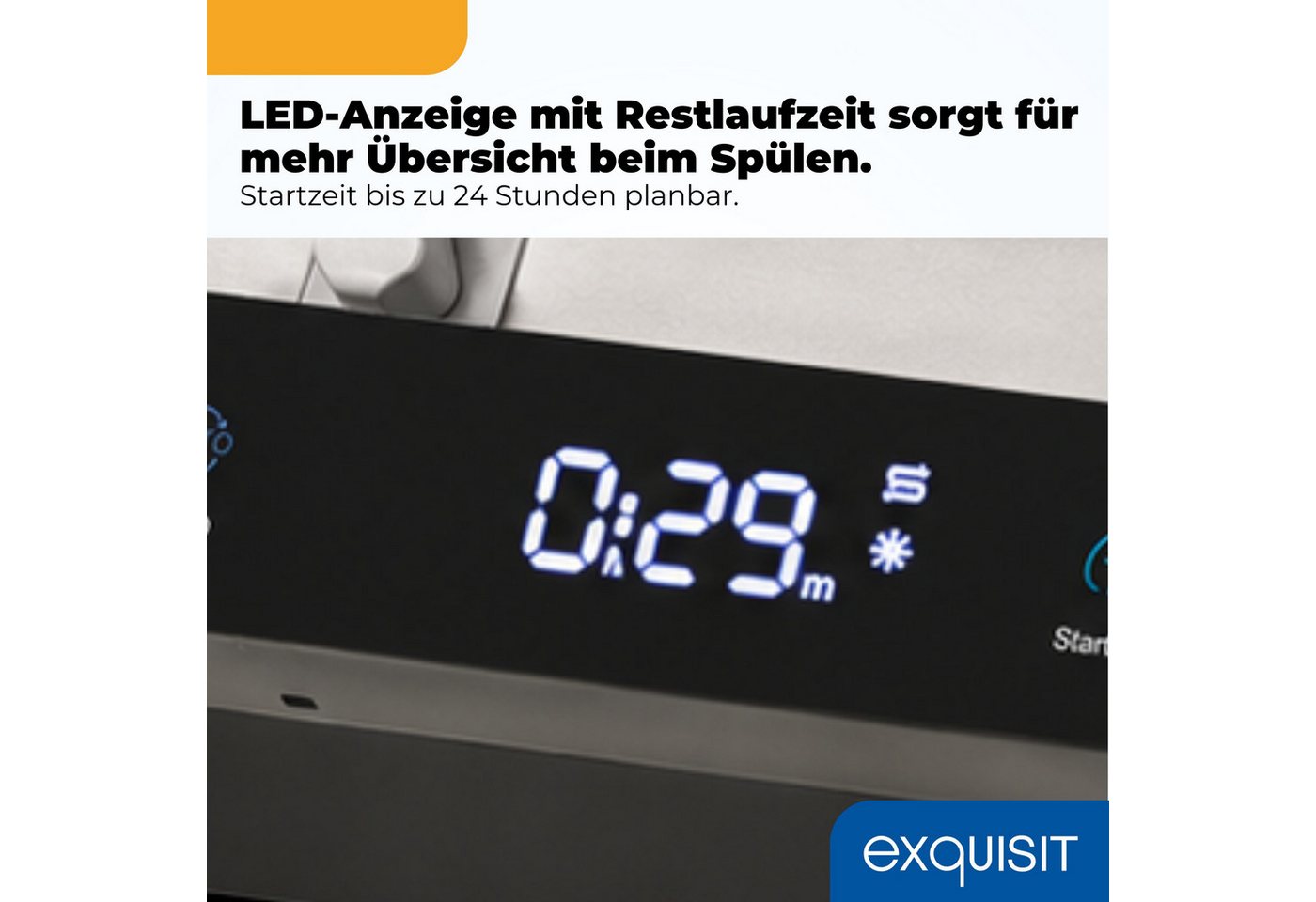 exquisit vollintegrierbarer Geschirrspüler 9311 EGSP9311-E-450C schwarz, 9,8 l, 11 Maßgedecke, Mehr Komfort mit LED-Fußbodenanzeige & AquaStop
