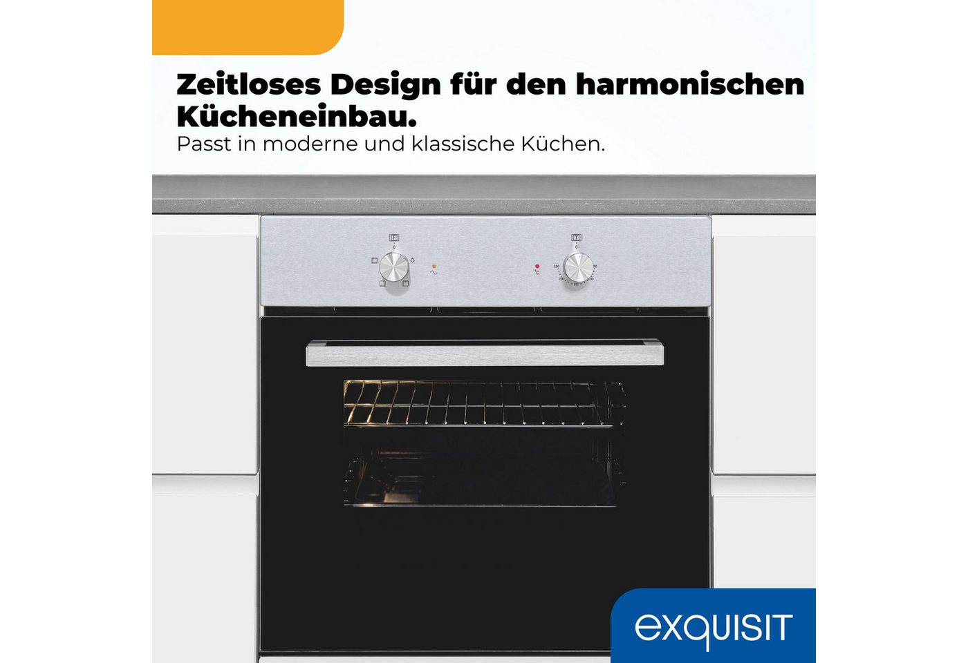 exquisit Backofen-Set BAKO Klassik 2 inox, Autarker Einbau-Ofen mit Ober-/Unterhitze, Sensor-Kochfeld Bild 3