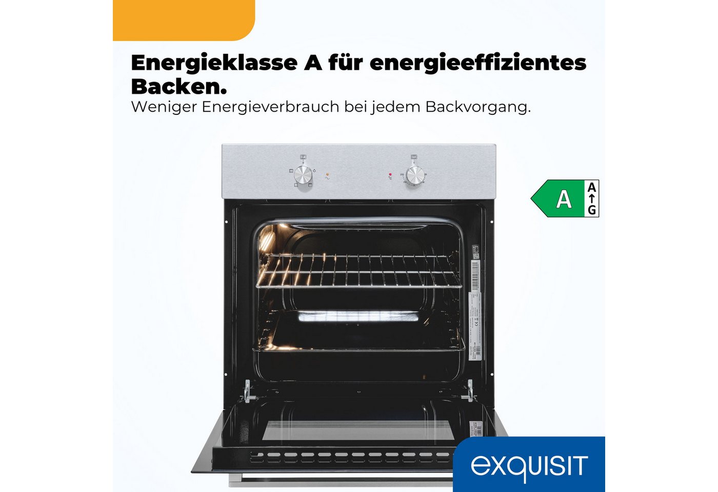 exquisit Backofen-Set BAKO Klassik 2 inox, Autarker Einbau-Ofen mit Ober-/Unterhitze, Sensor-Kochfeld Bild 4