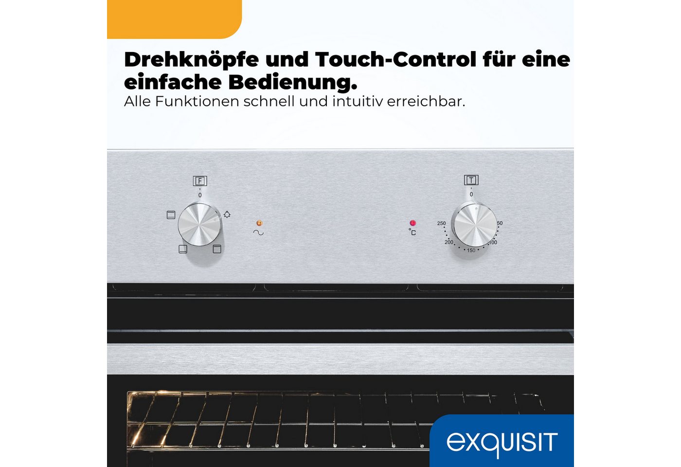 exquisit Backofen-Set BAKO Klassik 2 inox, Autarker Einbau-Ofen mit Ober-/Unterhitze, Sensor-Kochfeld Bild 5