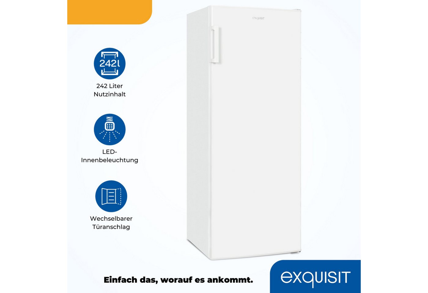 exquisit Kühlschrank KS320-V-H-040E weiss, 142,6 cm hoch, 54,4 cm breit, Großzügiger Kühlraum für mehr Frische und beste Übersicht