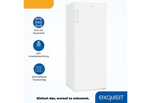 exquisit Kühlschrank KS320-V-H-040E weiss, 142,6 cm hoch, 54,4 cm breit, Großzügiger Kühlraum für mehr Frische und beste Übersicht