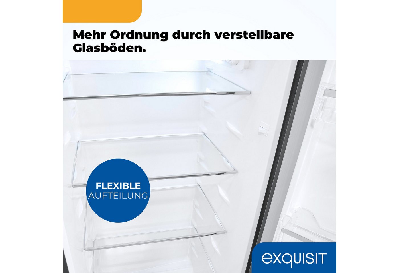 exquisit Kühlschrank KS320-V-H-040E inoxlook-az, 142,6 cm hoch, 54,4 cm breit, Großzügiger Kühlraum für mehr Frische und beste Übersicht Bild 4
