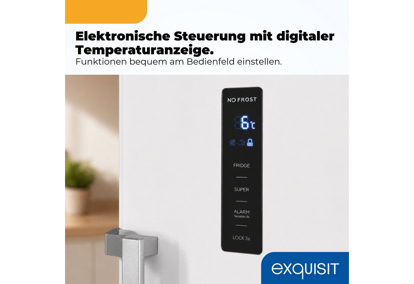 exquisit Kühlschrank KS360-V-HE-040C weiss, 185 cm hoch, 60 cm breit, Nie wieder abtauen: Vollraum-Kühlschrank mit No-Frost & LED Bild 3