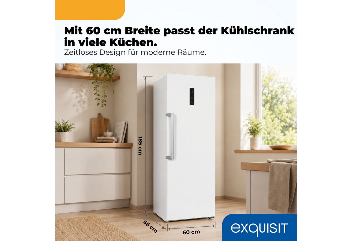 exquisit Kühlschrank KS360-V-HE-040C weiss, 185 cm hoch, 60 cm breit, Nie wieder abtauen: Vollraum-Kühlschrank mit No-Frost & LED Bild 4
