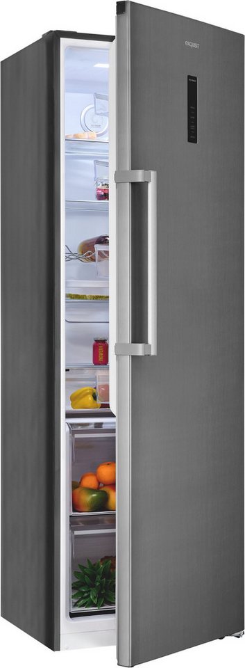 exquisit Kühlschrank KS360-V-HE-040C inoxlook, 185 cm hoch, 60 cm breit, Nie wieder abtauen: Vollraum-Kühlschrank mit No-Frost & LED Bild 3