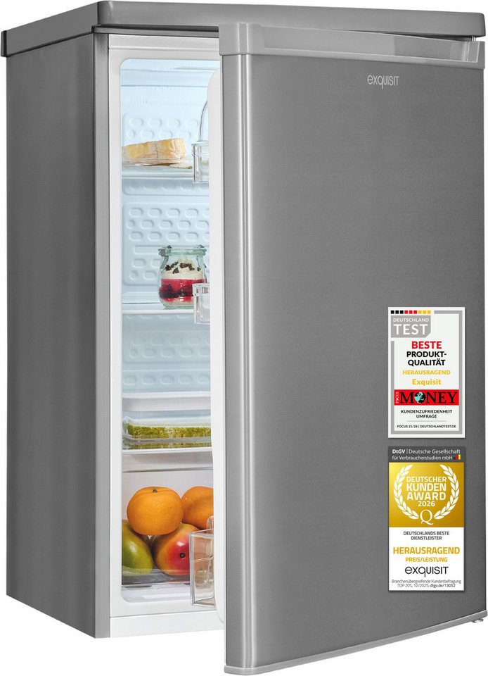 exquisit Kühlschrank KS16-V-040C inoxlook, 85 cm hoch, 55 cm breit, Helles LED-Licht für optimale Innenraumbeleuchtung Bild 3