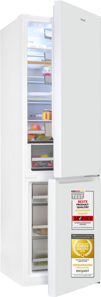 exquisit Kühl-/Gefrierkombination KGC380-115-NF-040A weiss, 200,5 cm hoch, 59,5 cm breit, NoFrost-Kühlung – nie wieder abtauen, einfache Pflege & beste Frische