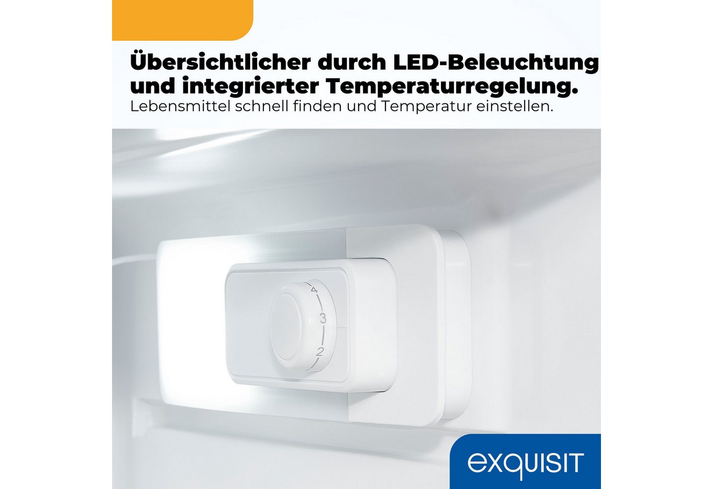 exquisit Kühlschrank KS16-V-040C inoxlook-az, 85 cm hoch, 55 cm breit, Helles LED-Licht für optimale Innenraumbeleuchtung